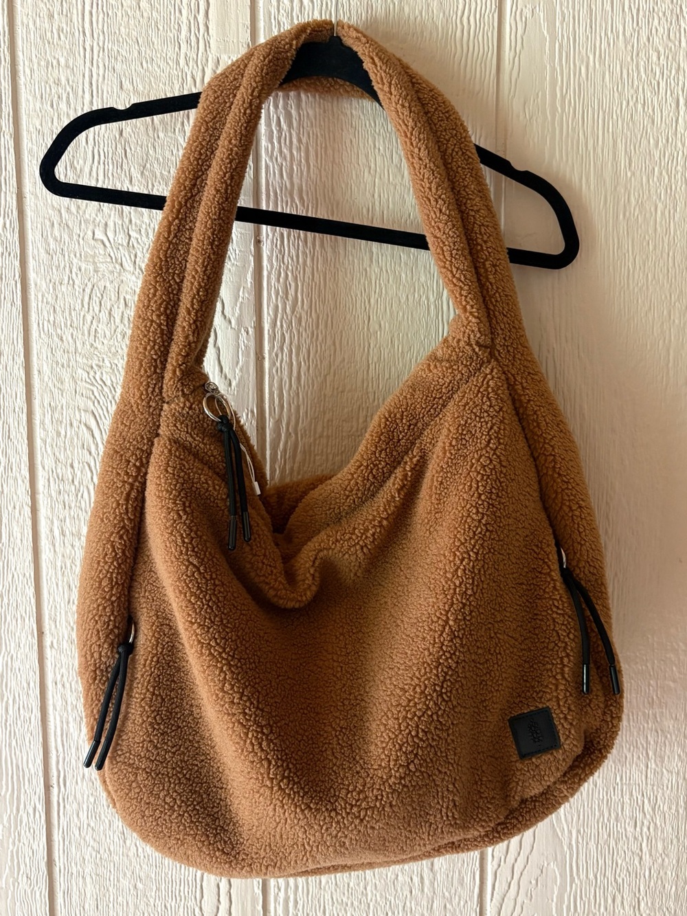 Free People Movement Brown Teddy Fleece Hobo Shoulder Bag Sherpa Tote